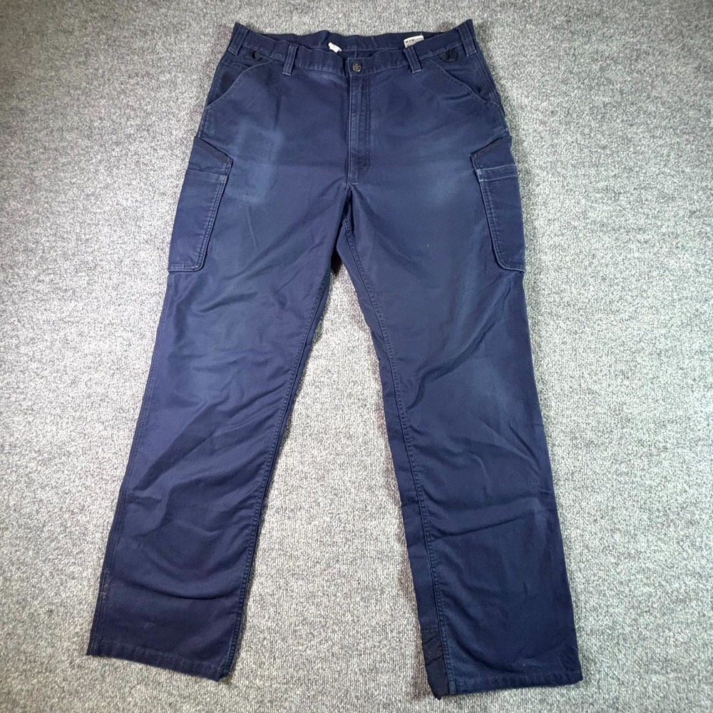 Carhartt Cargo Pant Men's 40x36 Blue Cotton Canvas Straight Rigby Utility Work